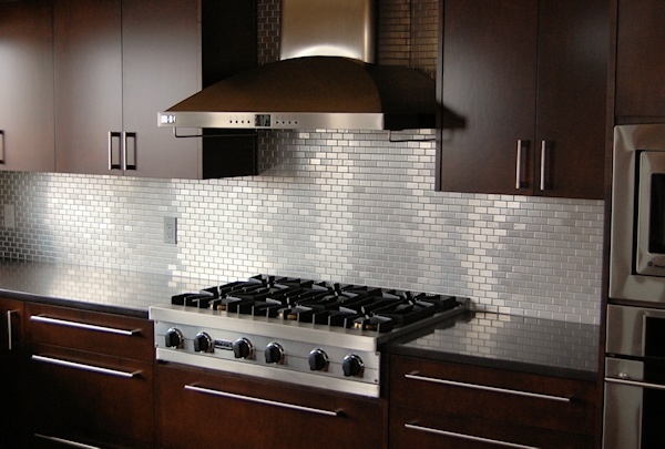 Kitchen backsplash ideas stainless steel subway tiles