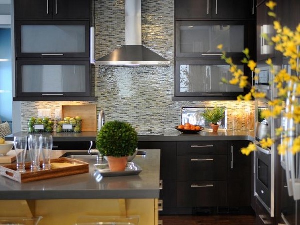 Kitchen backsplash mosaic tile ideas black cabinets