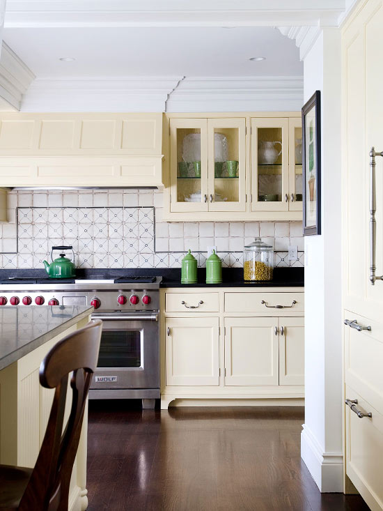 Kitchen-backsplash-tiles-ideas-hand painted tiles white cabinets 