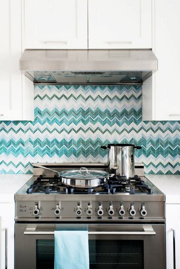 Kitchen design ideas backsplash tile blue pastel chevron tile pattern esign