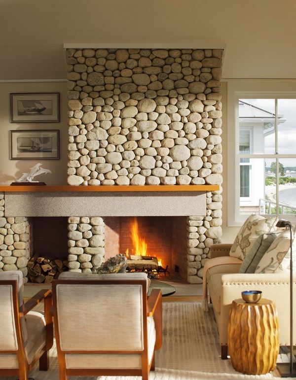 stacked wooden mantel