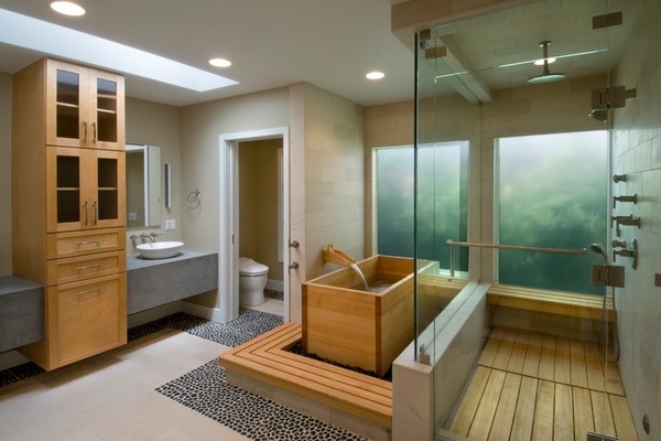 Modern-japanese-soaking-tubs-wood walk in shower