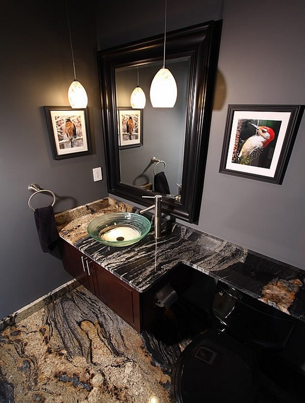 Modern-bathroom-vanities-natural materials gray wall color 