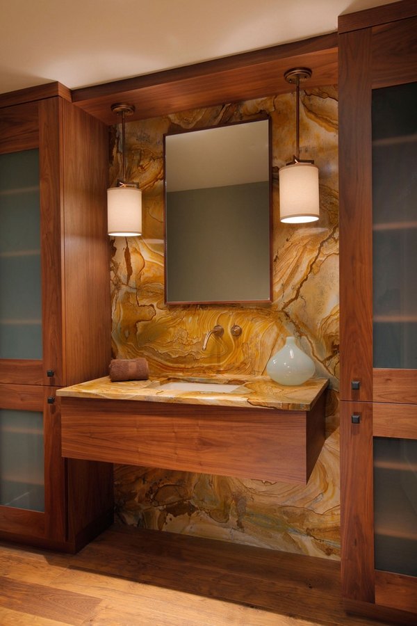 Modern-bathroom-vanities-natural materials wood marble