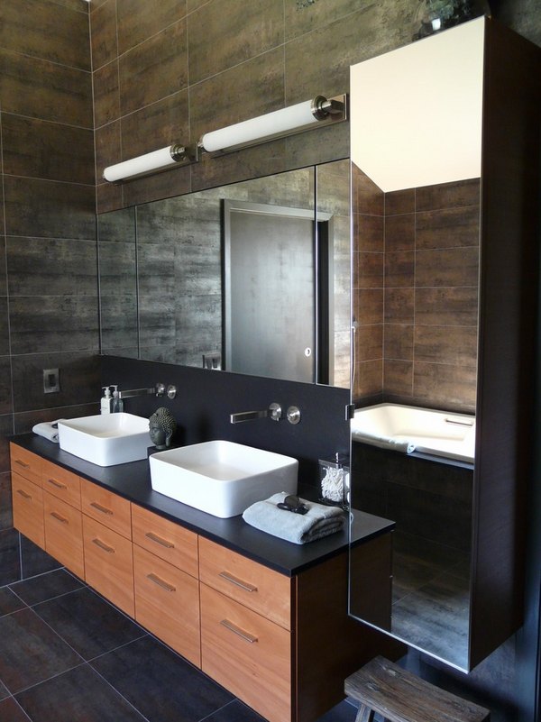 Modern-bathroom-vanities-with drawers wood cabinet fronts 