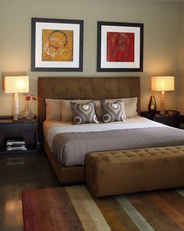 Modern bedroom brown tufted headboard DIY furniture ideas
