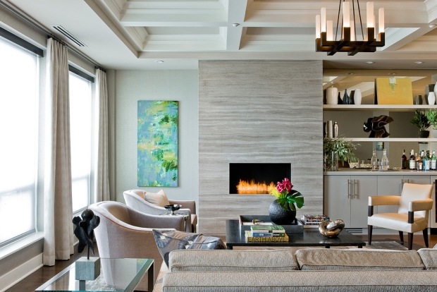 Modern-fireplace-surrounds-contemporary-living room