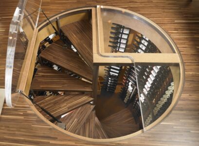 Modern-wine-cellar-spiral-staircase-wood-steps