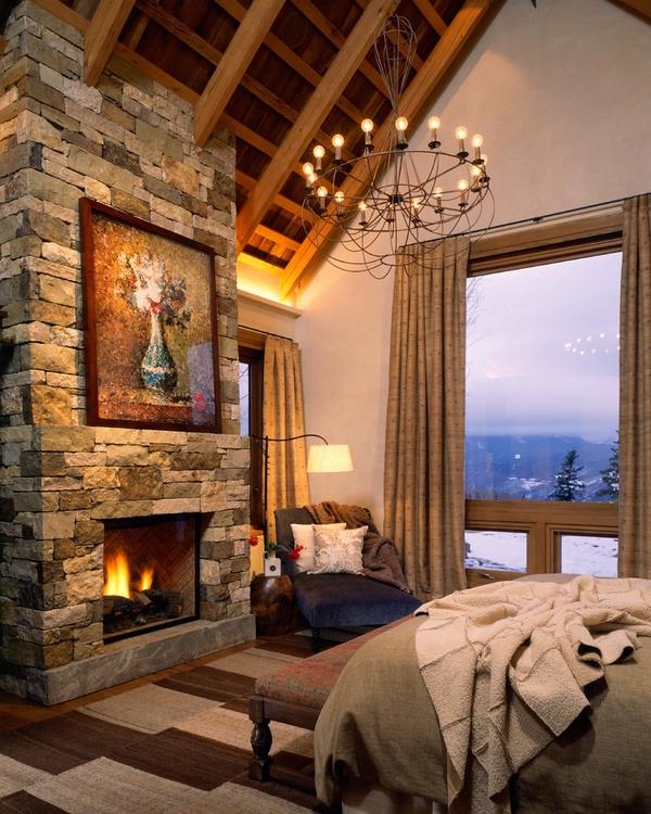 Rustic bedroom cathedral ceiling