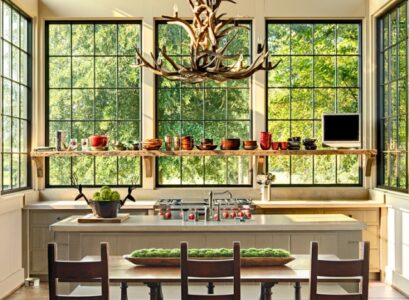 Rustic-kitchen-antler-chandelier-modern-decoration-element