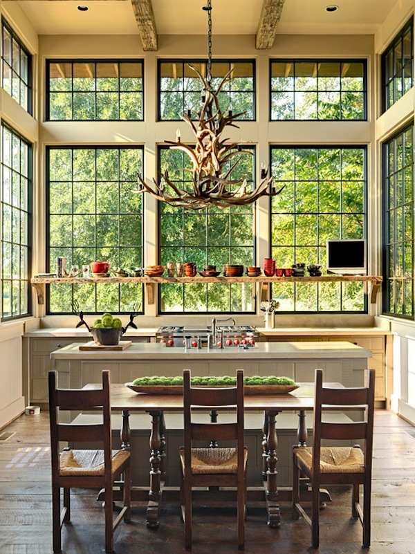 Rustic kitchen decorative deer-antler-chandelier-modern decoration element