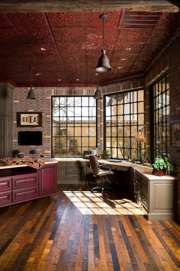Rustic style home office beautiful metal decorative ceiling