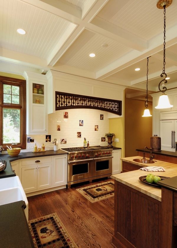 Traditional kitchen design panels recessed lighting