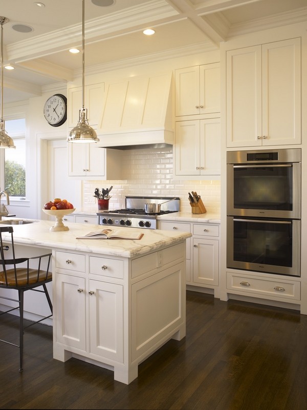 Traditional white kitchen-furniture-subway-tiles-backsplash