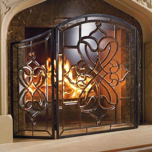 Unique-fireplace-screens-cast-iron-glass