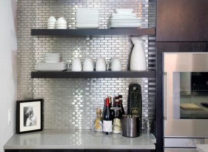 Urban-style-kitchen-stainless-steel-tile-backsplash