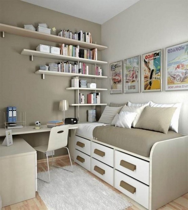 shelves bed with drawers-storage-ideas-for-small-bedrooms