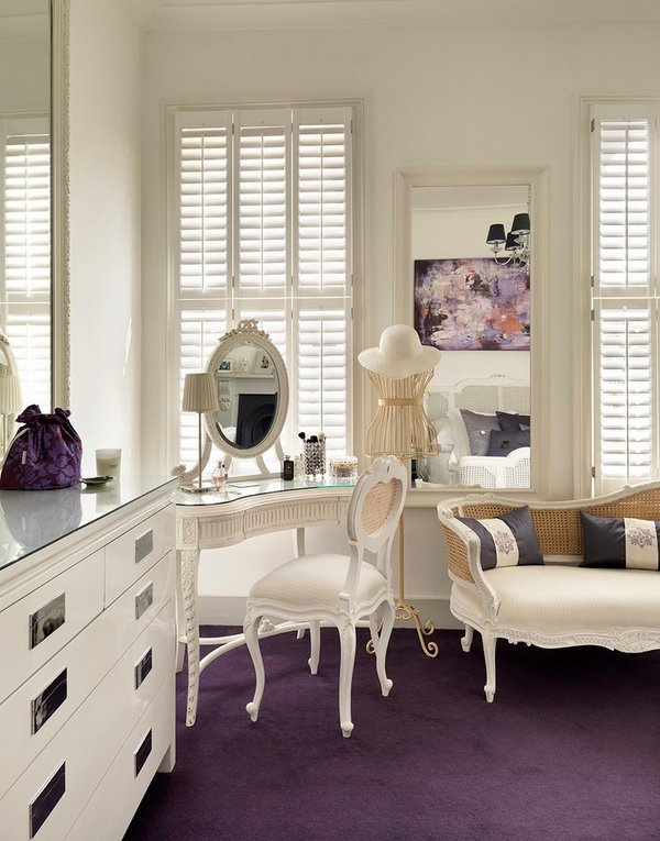 White bedroom furniture privacy protection ideas wood shutters