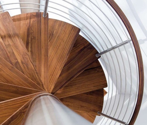 beautiful spiral staircase wood metal railings