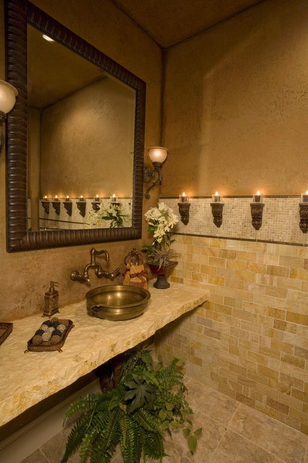candle-wall-sconces-contemporary bathroom mediterranean style