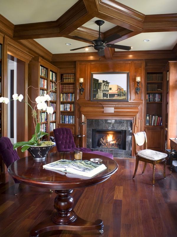  home office interior wood floorin fireplace