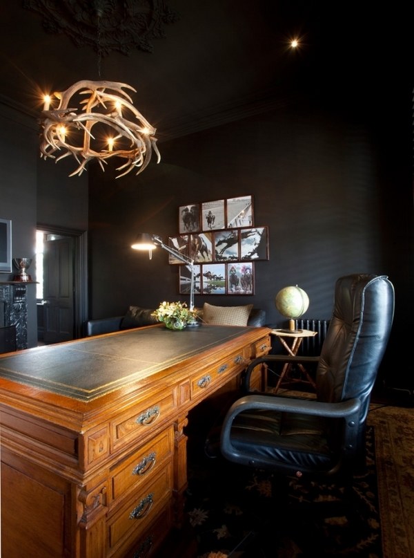 decorative deer antler lighting fixture interior highlight home office