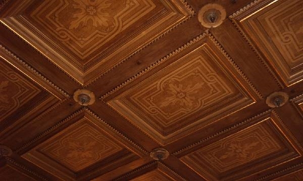 decorative wooden panels coffered ceiling