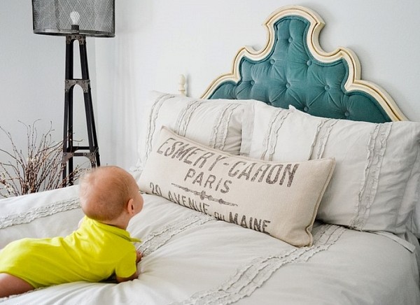 diy-headboard-tufted turquoise accent color