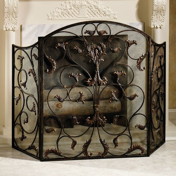 elegant decorative-fireplace-screens-metal carvings