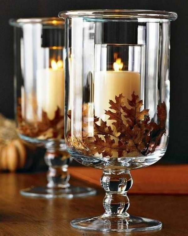 fall table centerpiece leaves candles autumn craft ideas