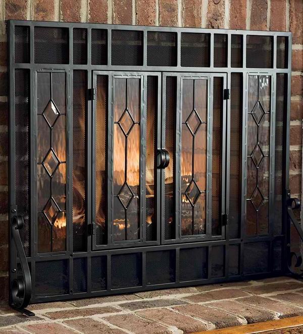 fireplace-screens-with doors cast iron