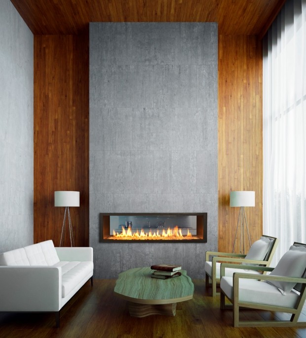 fireplace-surround-ideas-modern living room interior wood tile