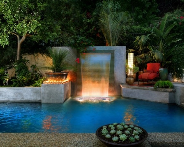 garden design ideas outdoor lighting waterfall patio