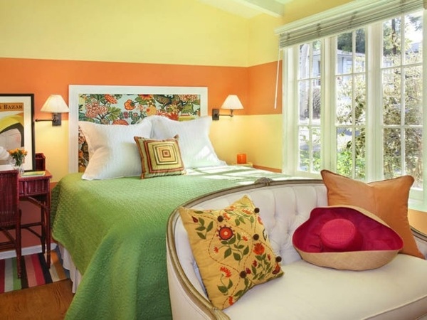 how to decorate a small-bedroom-color-palette yellow orange 