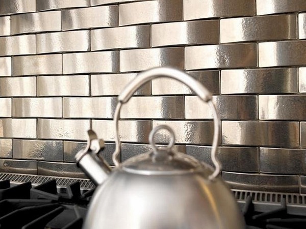 kitchen backsplash ideas metal backsplash tiles silver