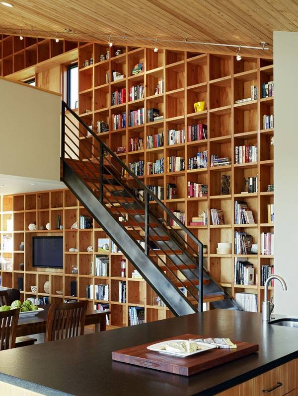 large wall bookshelves ideas contemporary home interior staircase
