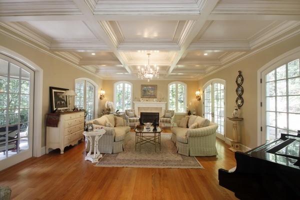 living room ceiling design crown molding decoration white panels