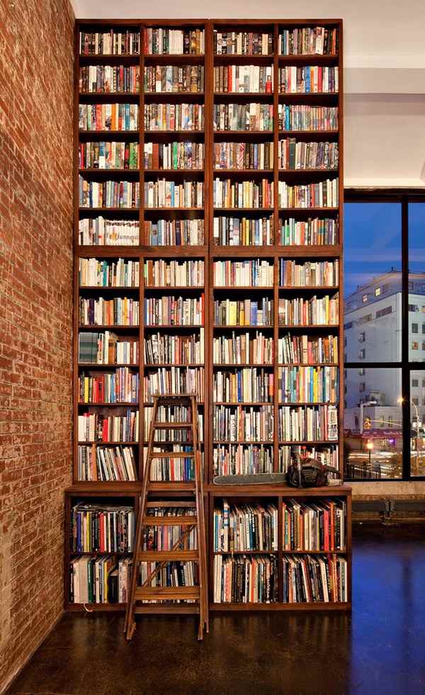 modern home floor to ceiling bookshelf