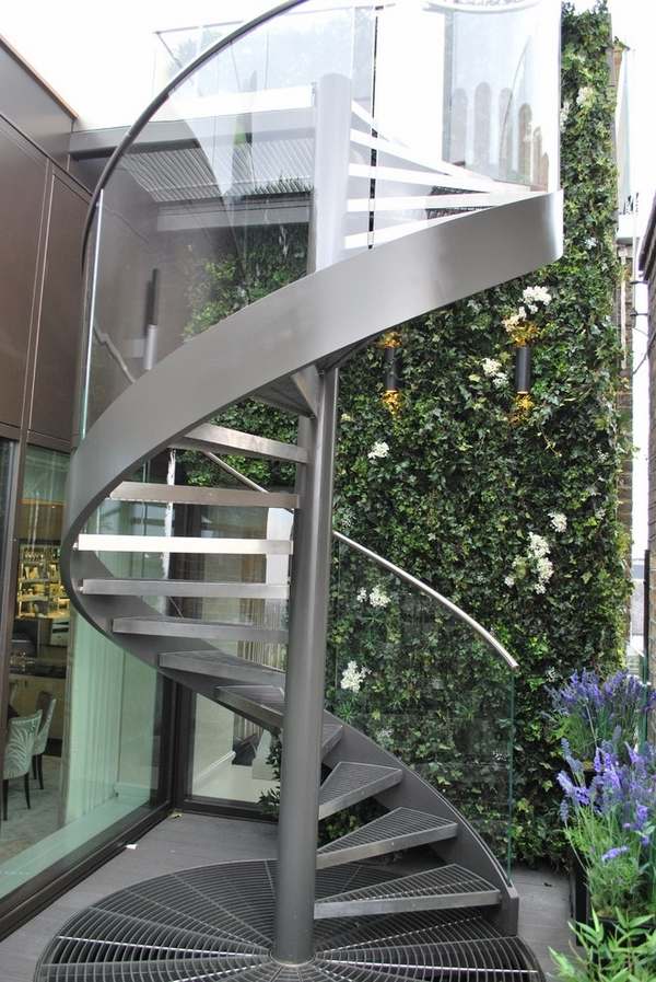 modern outdoor steel glass railings