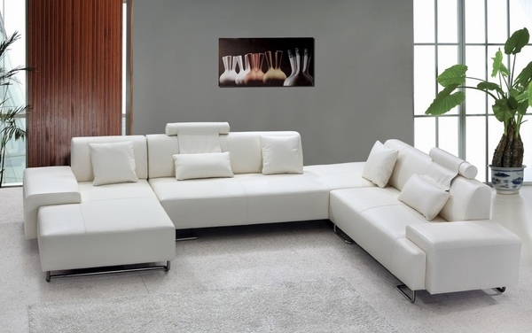modern white leather sectional sofa minimalist home interior