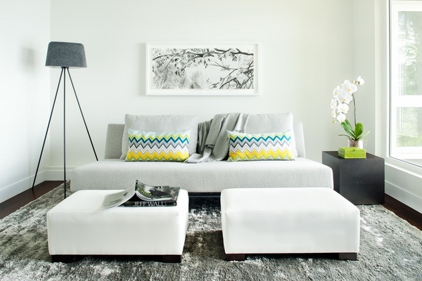 small living room design ideas white furniture grayrug floor lamp