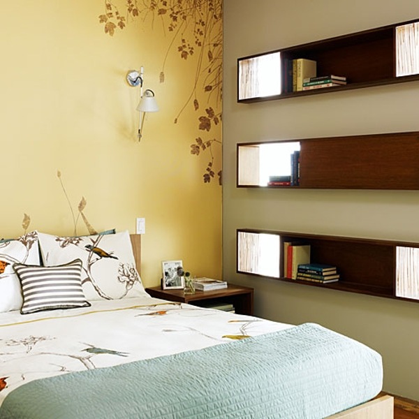 small master bedroom furniture ideas wall shelves integrated lighting 