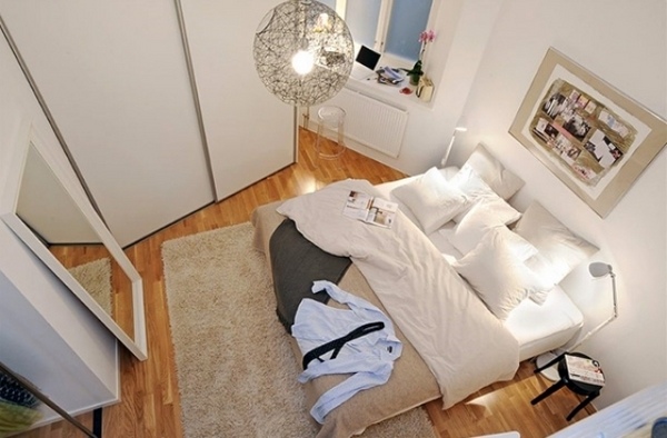 small master bedroom wood floor white cream wardrobe 