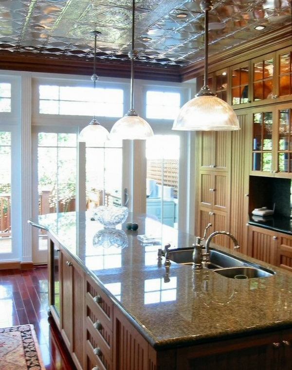 spectacular kitchen ceiling design with ornated tin
