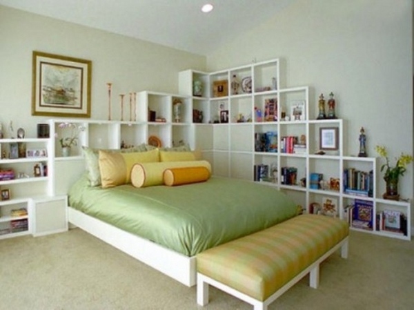 storage ideas for small bedrooms open shelves system 