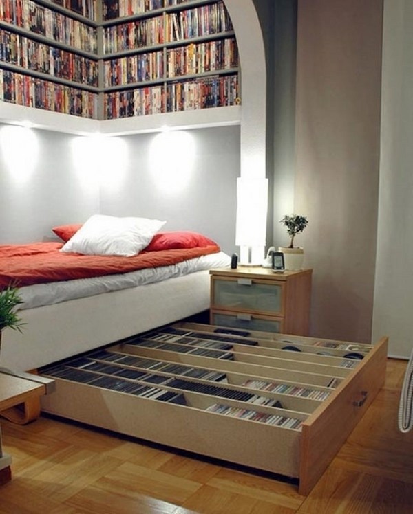 storage-ideas-for-small-bedrooms-pull out bed drawer 