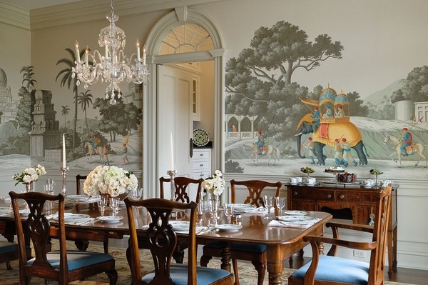 swarovski-crystal-chandelier wall murals dining room design ideas