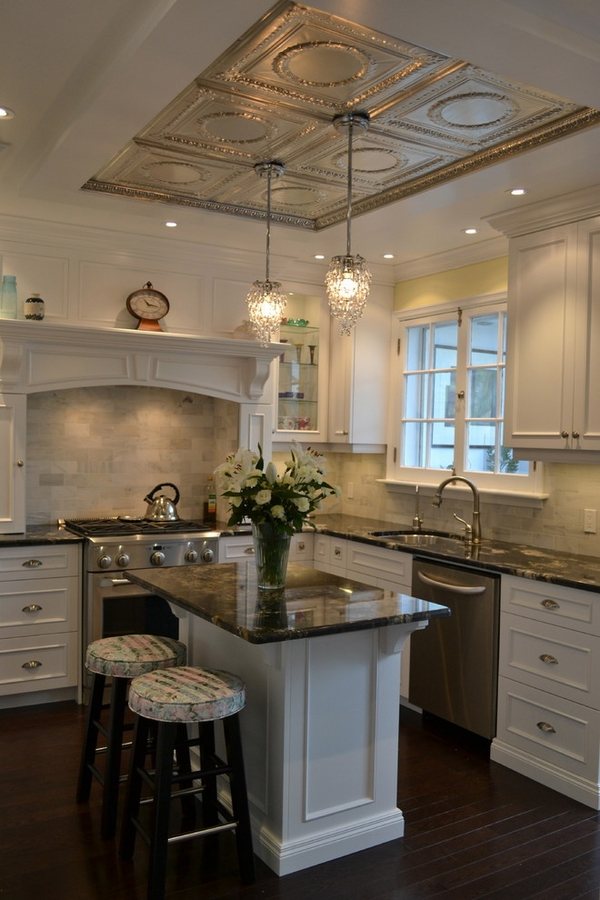 tin white kitchen granite oak hardwood floor