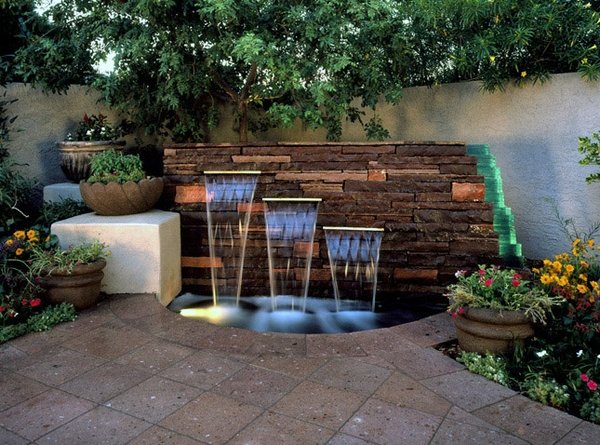 features for gardens and patios ideas tips fountain colorful flowers