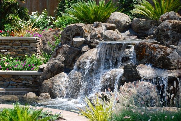 features for gardens waterfall garden rocks plants flowers